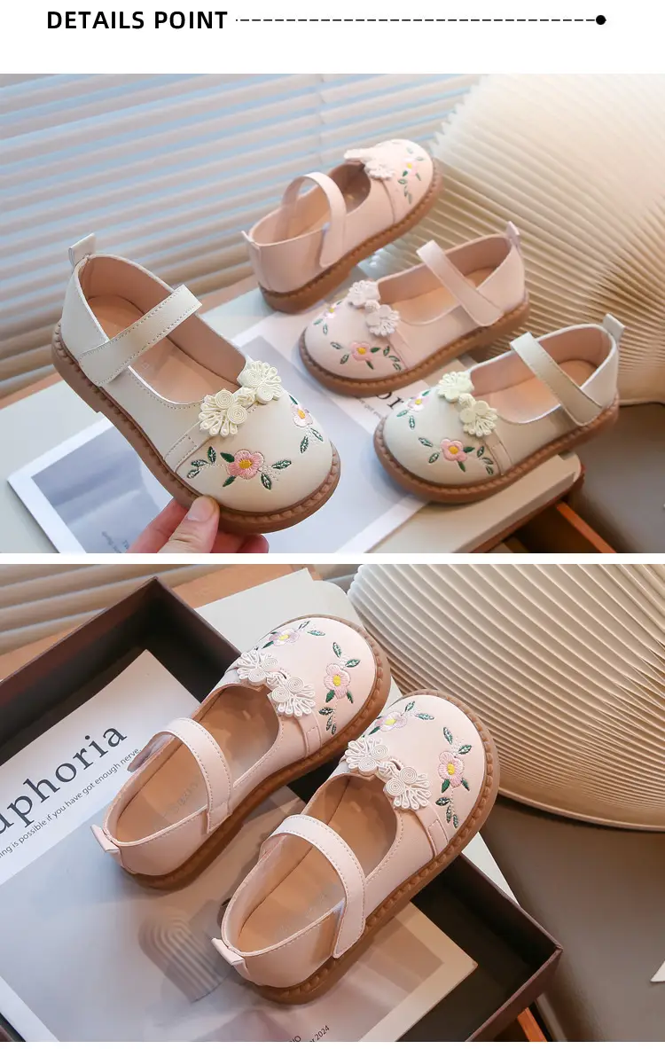 Girls Embroidered Leather Shoes Spring Autumn Large — feature 7