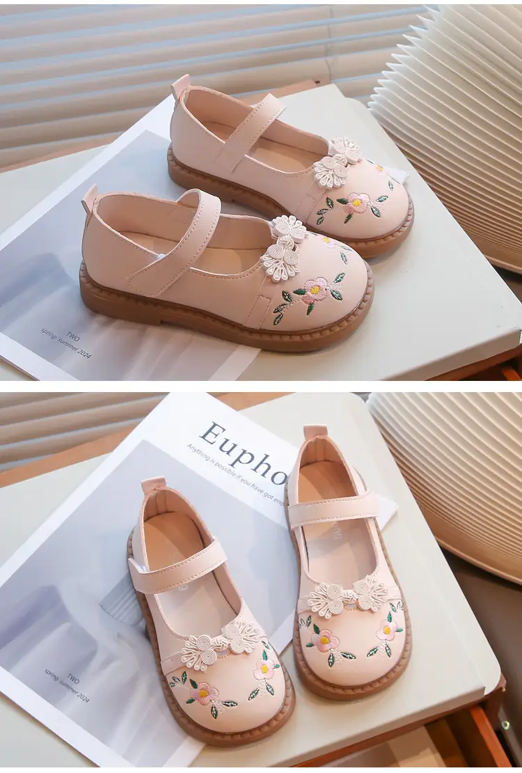 Girls Embroidered Leather Shoes Spring Autumn Large — feature 8