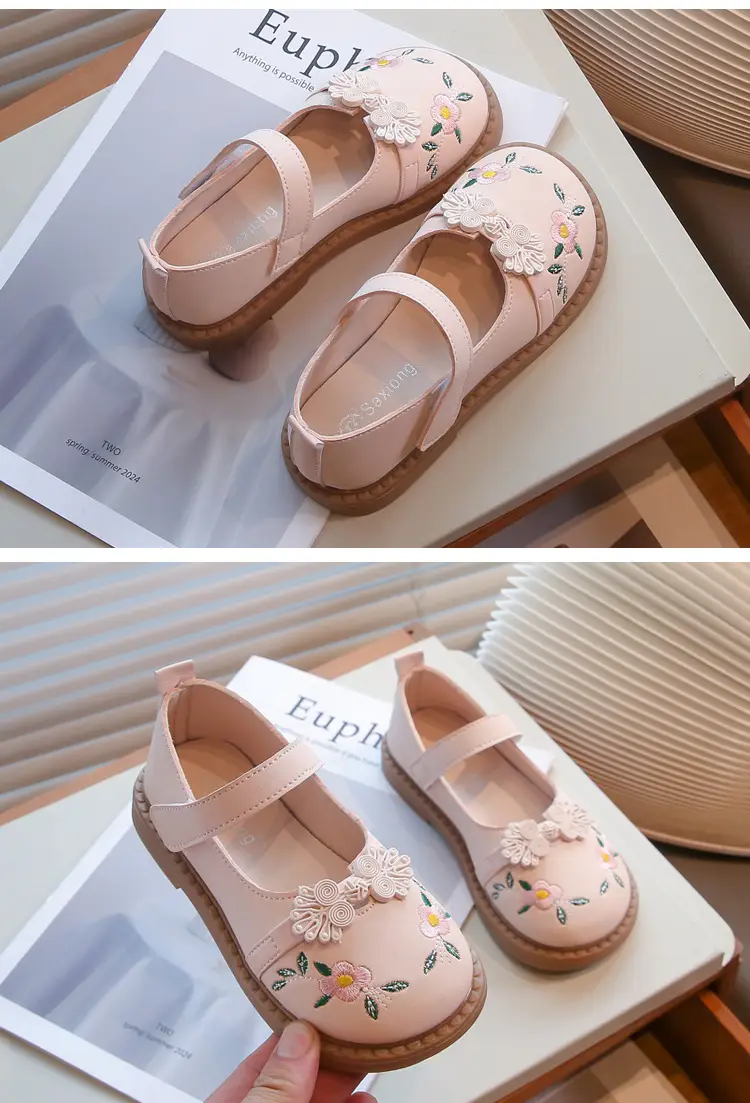 Girls Embroidered Leather Shoes Spring Autumn Large — feature 9