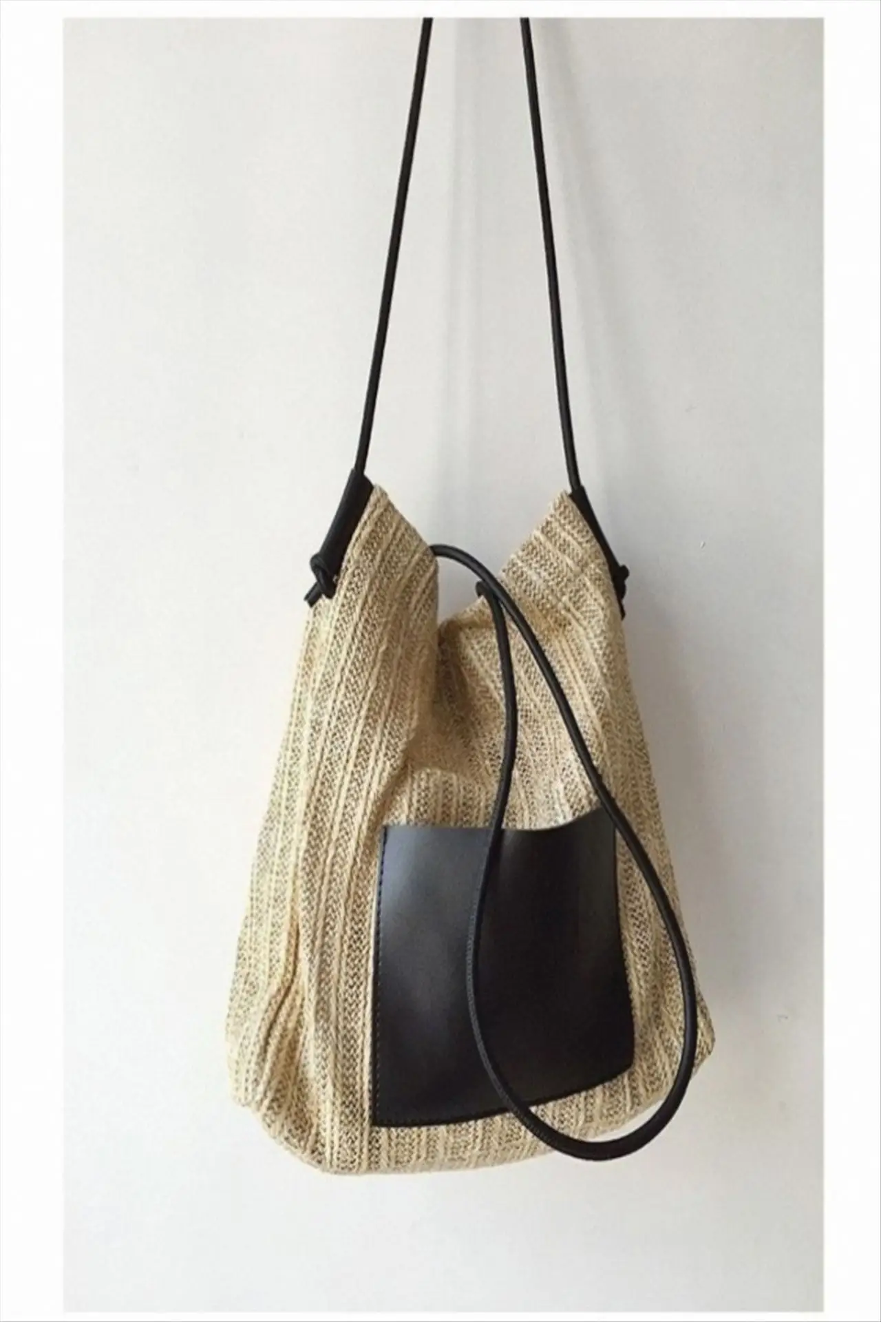 Ins Vintage Woven Straw Tote Bag Brown Shoulder Bag — feature 6