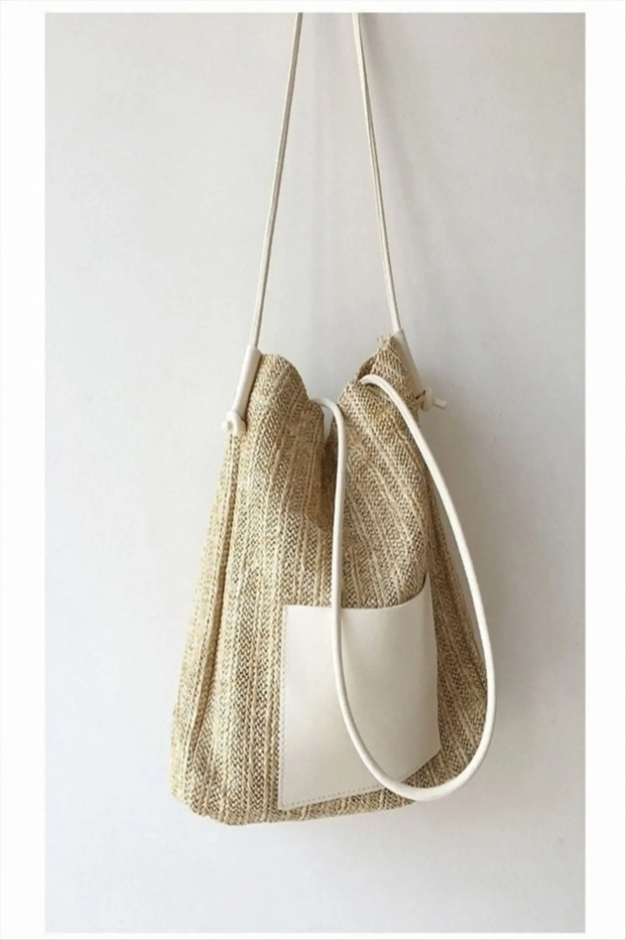 Ins Vintage Woven Straw Tote Bag Brown Shoulder Bag — feature 7