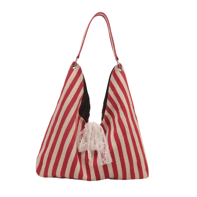Striped Silk Scarf Large Capacity Shoulder Bag