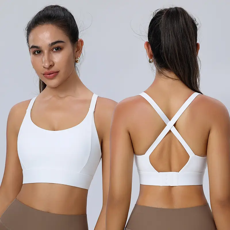 Amazon Cross-Back Fixed Cup Sports Bra Quick-Dry Shockproof Running Fitness Yoga Plus Size Underwear