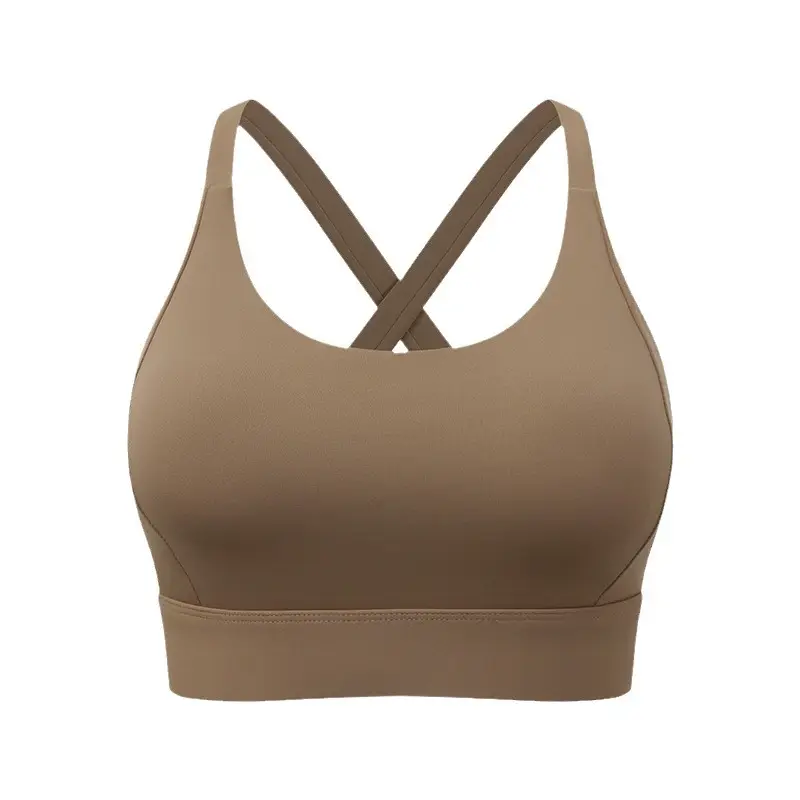 Amazon Cross-Back Fixed Cup Sports Bra Quick-Dry Shockproof Running Fitness Yoga Plus Size Underwear
