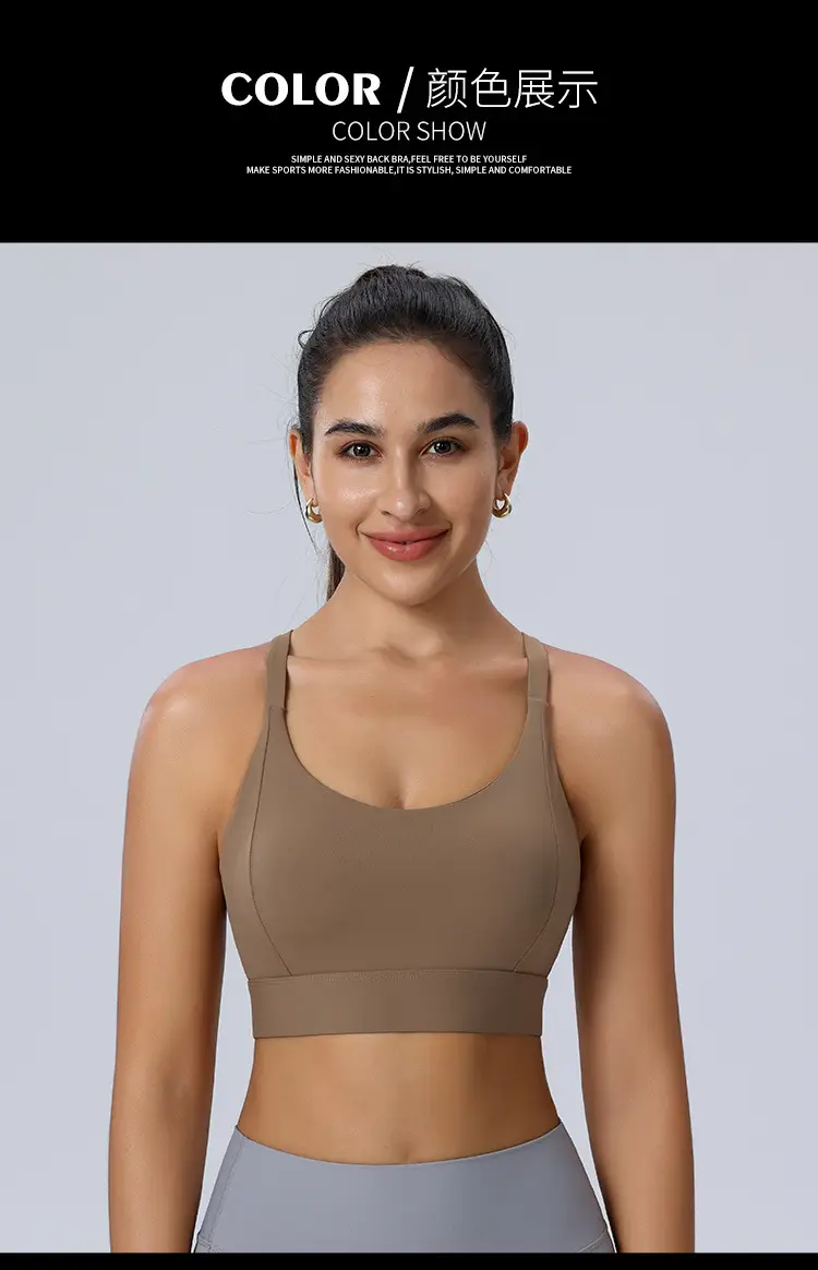 Amazon Cross-Back Fixed Cup Sports Bra Quick-Dry Shockproof Running Fitness Yoga Plus Size Underwear — feature 12