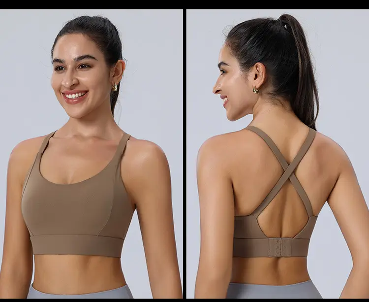 Amazon Cross-Back Fixed Cup Sports Bra Quick-Dry Shockproof Running Fitness Yoga Plus Size Underwear — feature 13