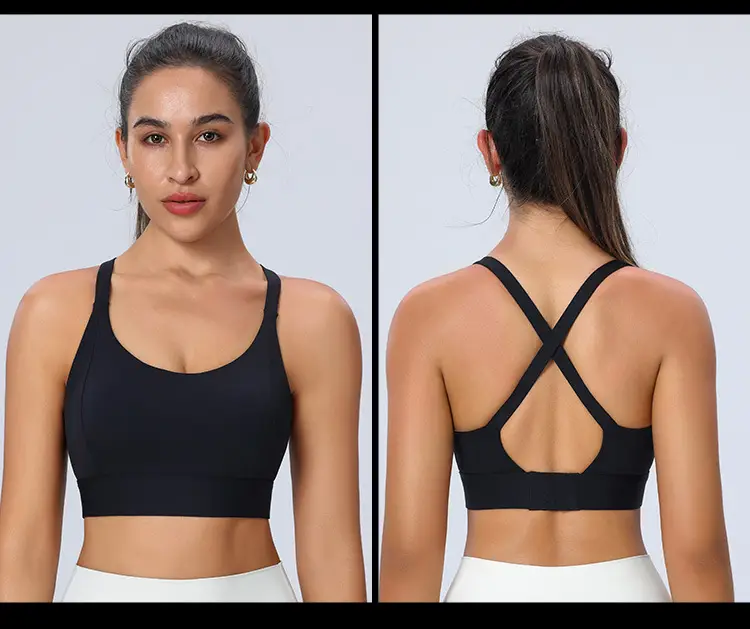 Amazon Cross-Back Fixed Cup Sports Bra Quick-Dry Shockproof Running Fitness Yoga Plus Size Underwear — feature 16