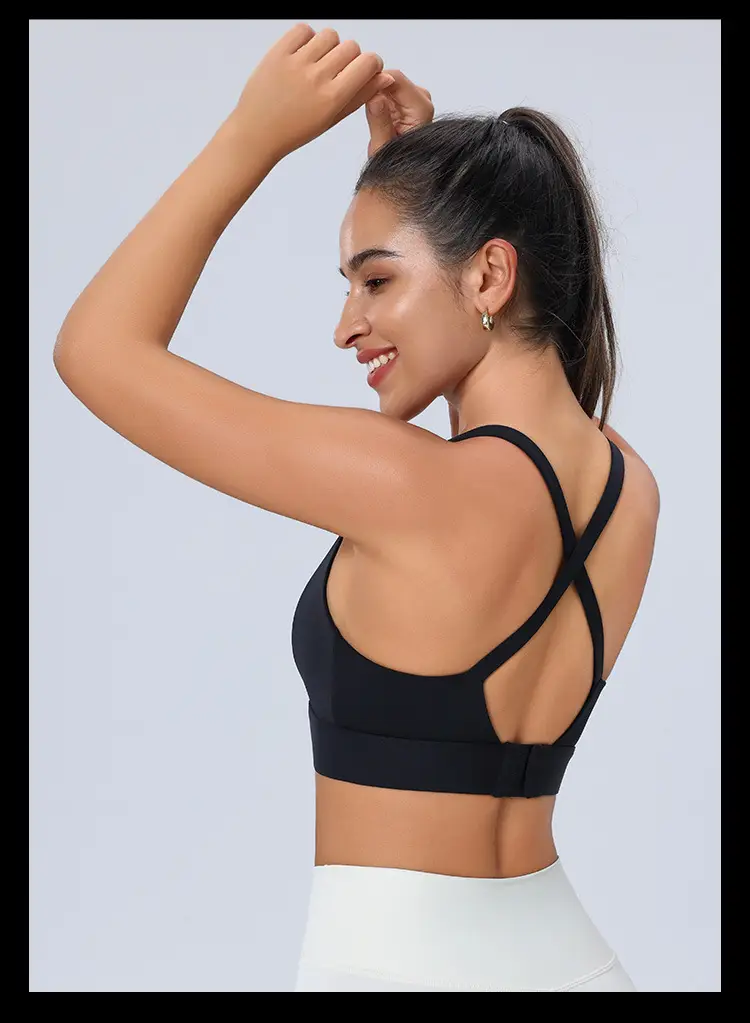 Amazon Cross-Back Fixed Cup Sports Bra Quick-Dry Shockproof Running Fitness Yoga Plus Size Underwear — feature 17
