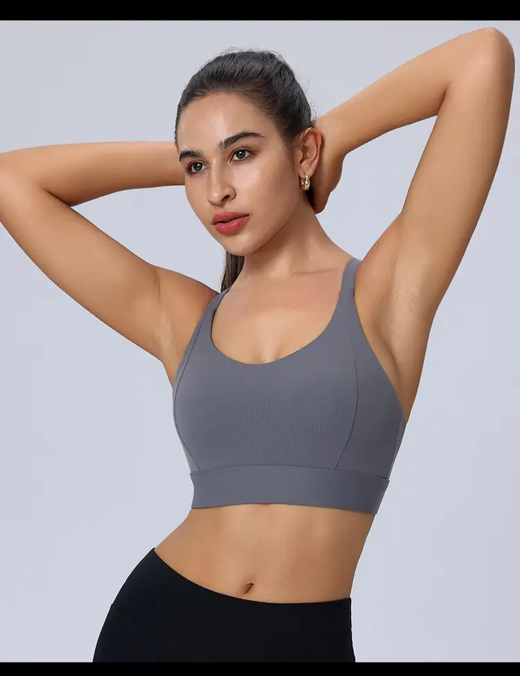 Amazon Cross-Back Fixed Cup Sports Bra Quick-Dry Shockproof Running Fitness Yoga Plus Size Underwear — feature 18
