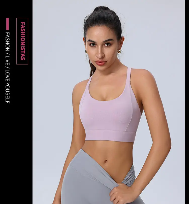 Amazon Cross-Back Fixed Cup Sports Bra Quick-Dry Shockproof Running Fitness Yoga Plus Size Underwear — feature 20
