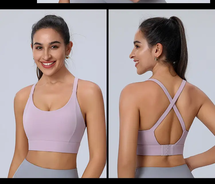 Amazon Cross-Back Fixed Cup Sports Bra Quick-Dry Shockproof Running Fitness Yoga Plus Size Underwear — feature 21