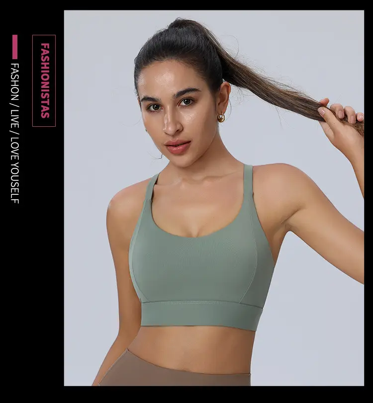 Amazon Cross-Back Fixed Cup Sports Bra Quick-Dry Shockproof Running Fitness Yoga Plus Size Underwear — feature 24