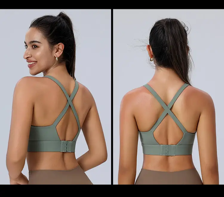 Amazon Cross-Back Fixed Cup Sports Bra Quick-Dry Shockproof Running Fitness Yoga Plus Size Underwear — feature 25
