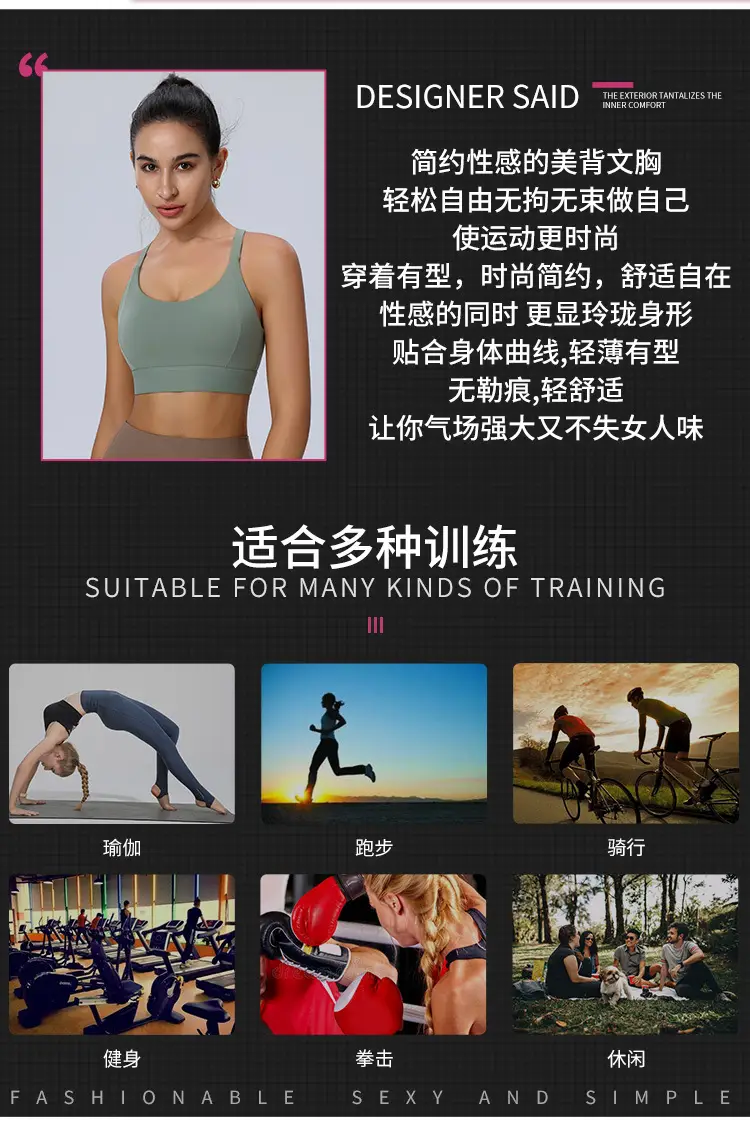 Amazon Cross-Back Fixed Cup Sports Bra Quick-Dry Shockproof Running Fitness Yoga Plus Size Underwear — feature 3
