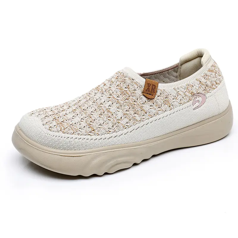 2025 New Old Beijing Cloth Shoes Women's Knitted Elastic Thick Sole Breathable Non-Slip Slip-On Easiest for Match Loaf Casual Shoes - Image 8