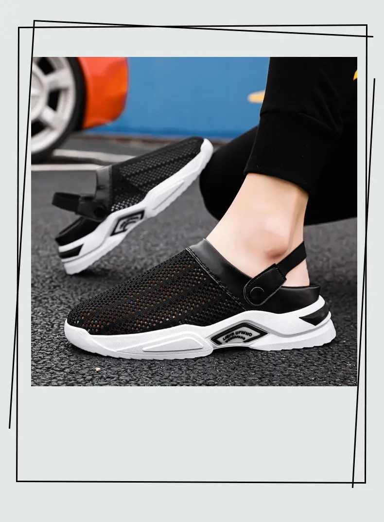 Cross-border plus size Men's Shoes Summer Flip-flops Men's Half Slippers Men's Sandals Student Hole-hole Baotou Sandals Beach Shoes — feature 21