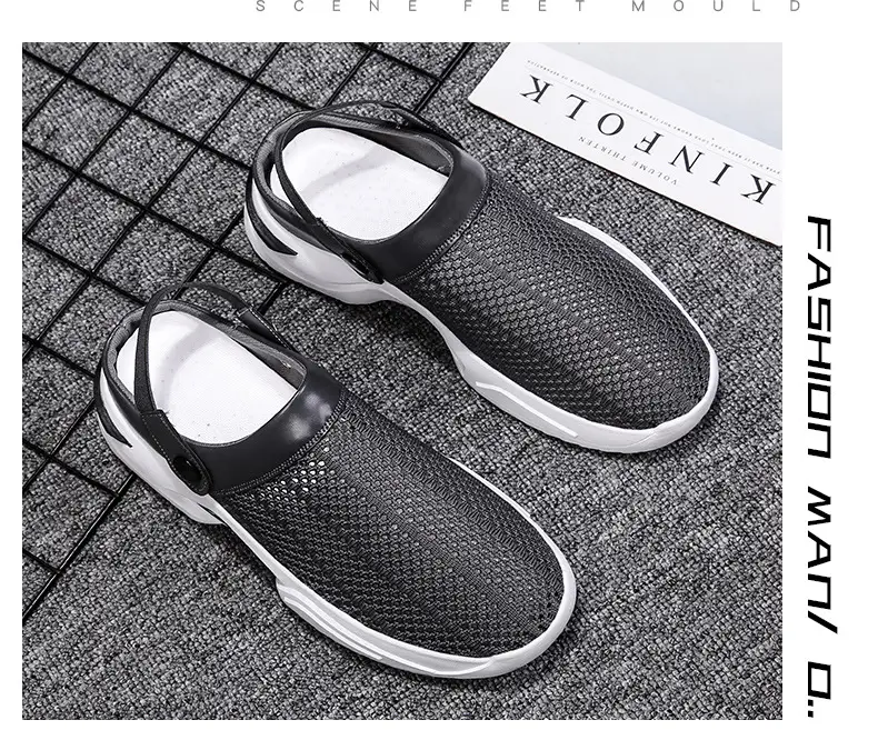 Cross-border plus size Men's Shoes Summer Flip-flops Men's Half Slippers Men's Sandals Student Hole-hole Baotou Sandals Beach Shoes — feature 26