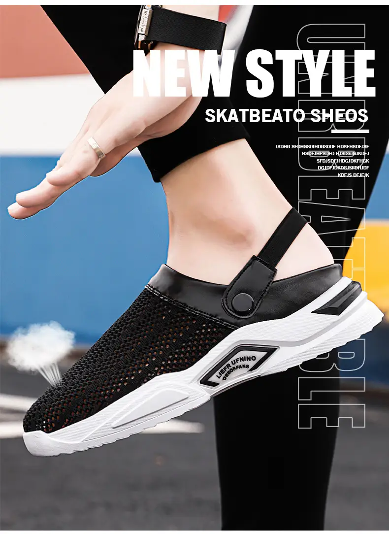 Cross-border plus size Men's Shoes Summer Flip-flops Men's Half Slippers Men's Sandals Student Hole-hole Baotou Sandals Beach Shoes — feature 5