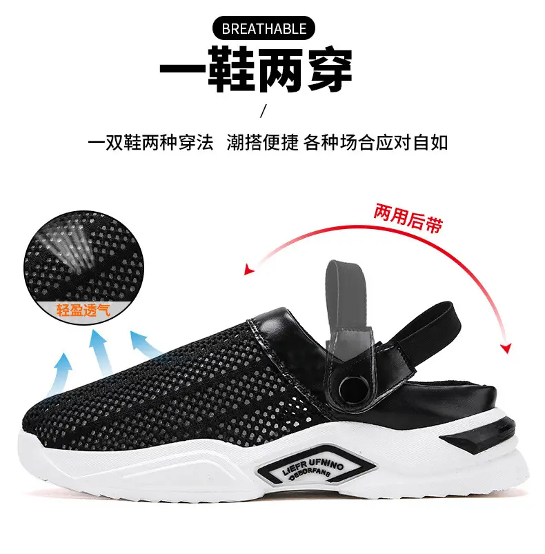 Cross-border plus size Men's Shoes Summer Flip-flops Men's Half Slippers Men's Sandals Student Hole-hole Baotou Sandals Beach Shoes — feature 6