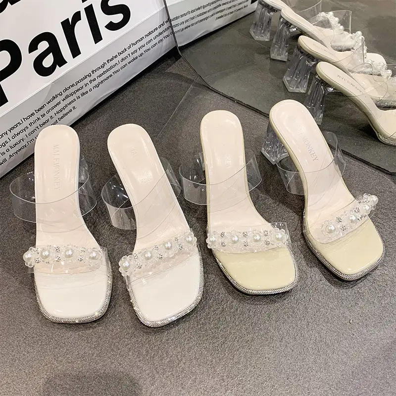 Transparent Crystal Heel Sandals Women High Fashion 2025 - Image 4