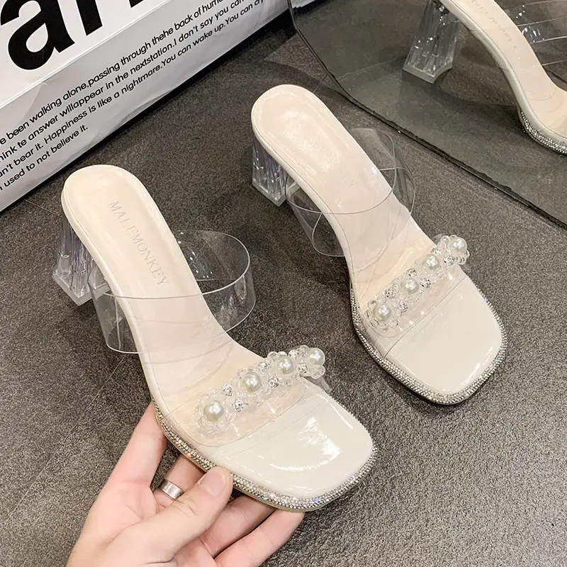 Transparent Crystal Heel Sandals Women High Fashion 2025 - Image 5