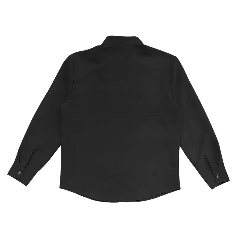 Black Long Sleeve Collar Shirt with Blue Coconut Tree Print — feature 14