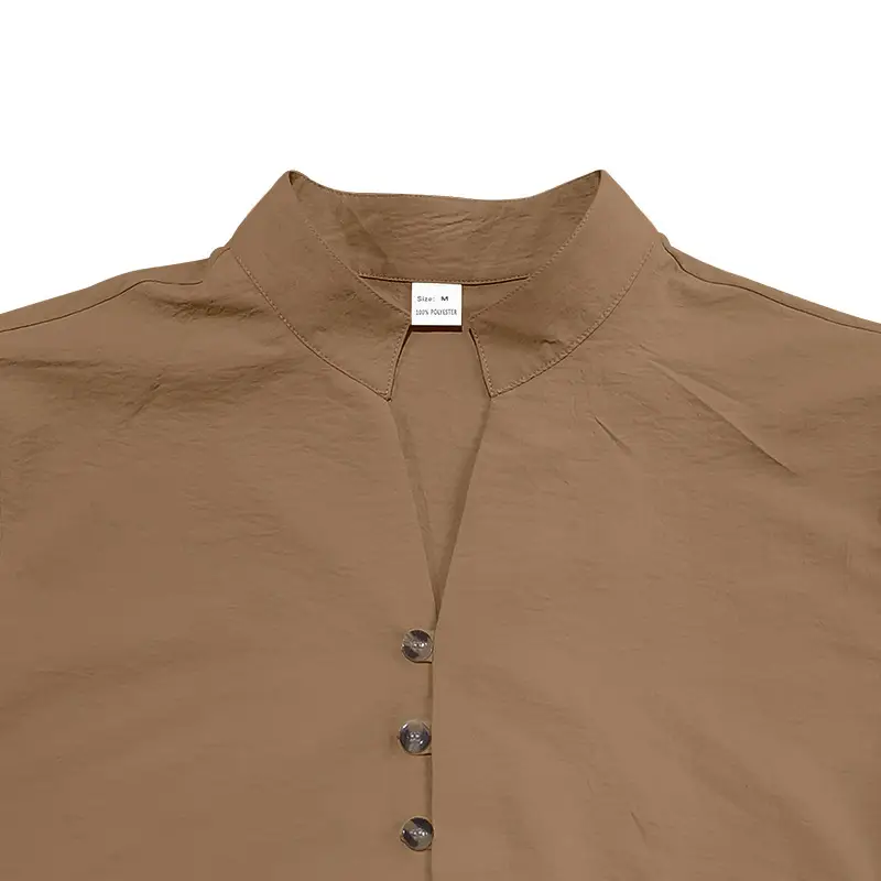 Black Long Sleeve Collar Shirt with Blue Coconut Tree Print — feature 26