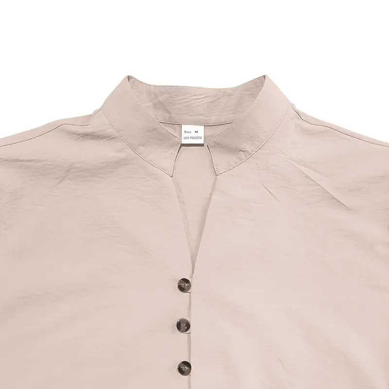 Black Long Sleeve Collar Shirt with Blue Coconut Tree Print — feature 38
