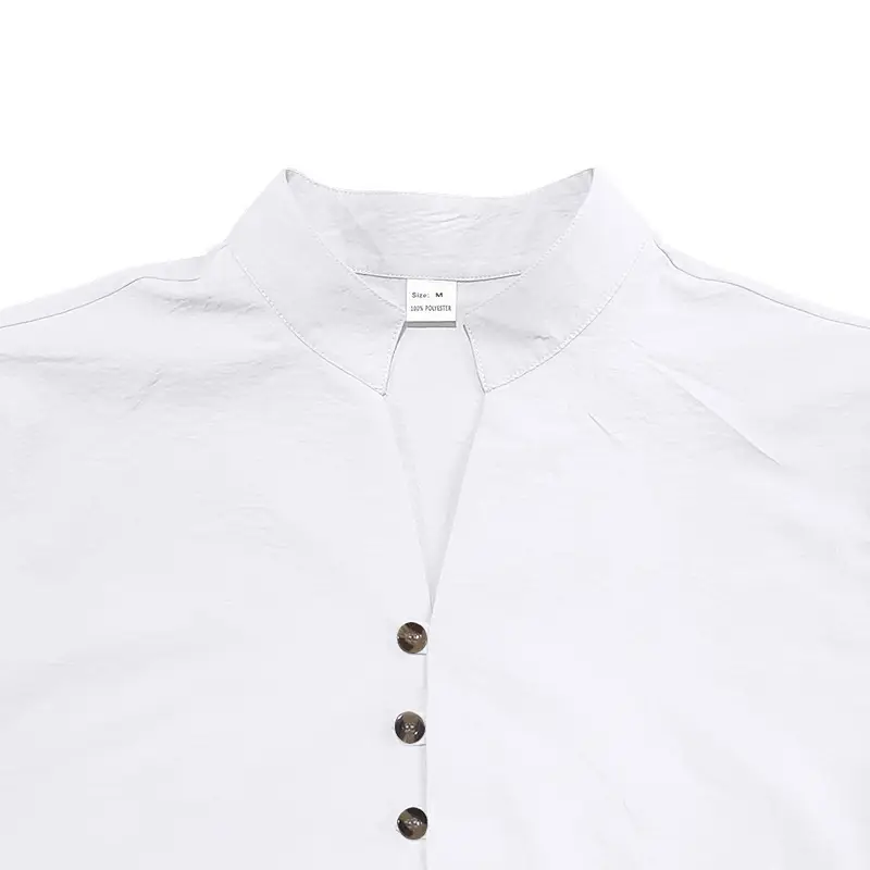 Black Long Sleeve Collar Shirt with Blue Coconut Tree Print — feature 5