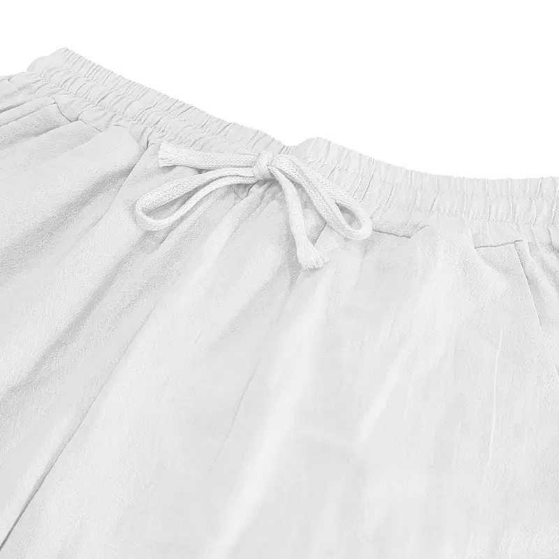 Men Linen Pants White Parrot Print Wide Leg Spring Autumn — feature 30