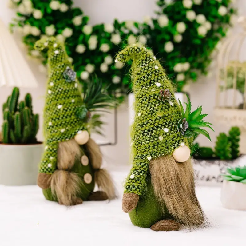 Green Knitted Christmas Gnome Succulent Doll — feature 10