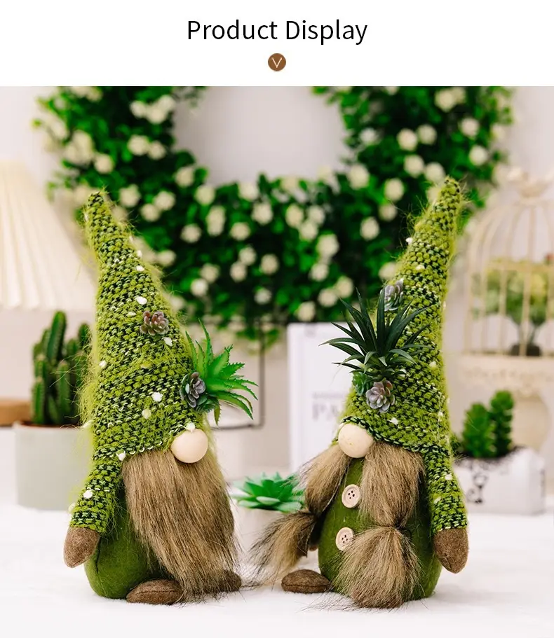 Green Knitted Christmas Gnome Succulent Doll — feature 11