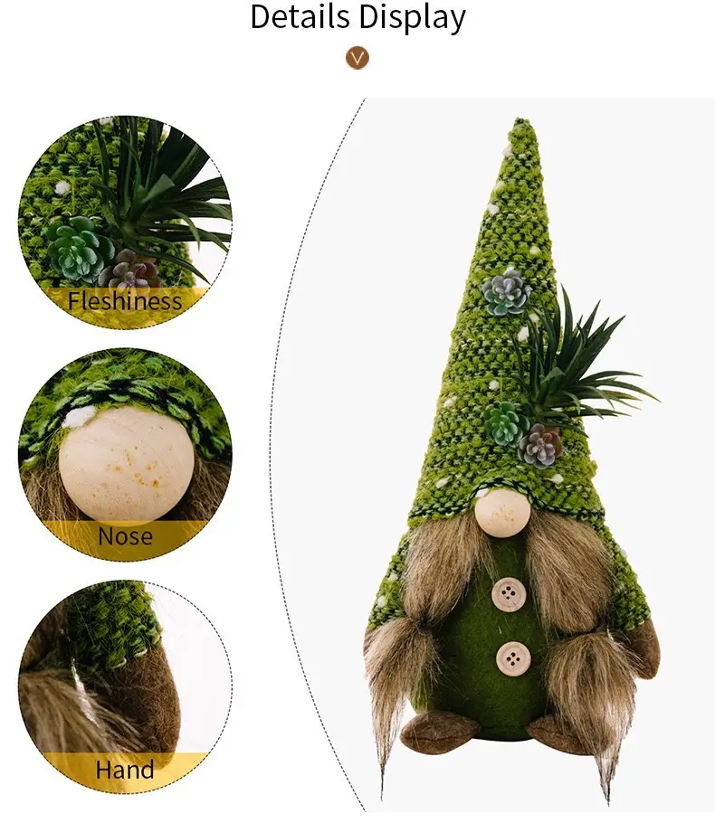 Green Knitted Christmas Gnome Succulent Doll — feature 12