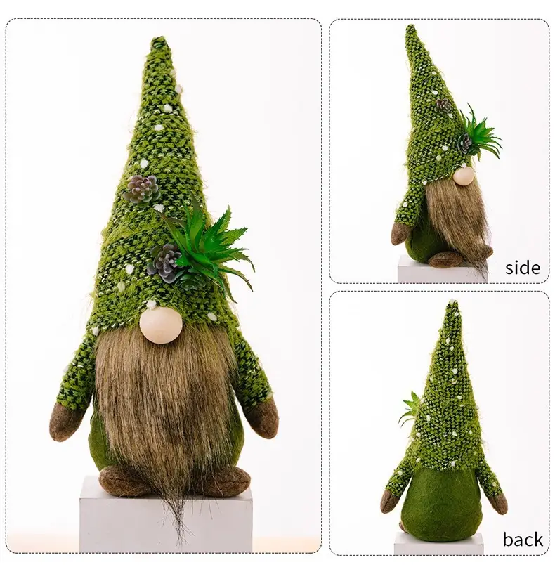 Green Knitted Christmas Gnome Succulent Doll — feature 13
