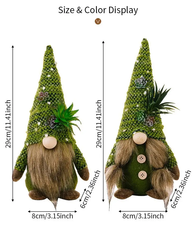 Green Knitted Christmas Gnome Succulent Doll — feature 5