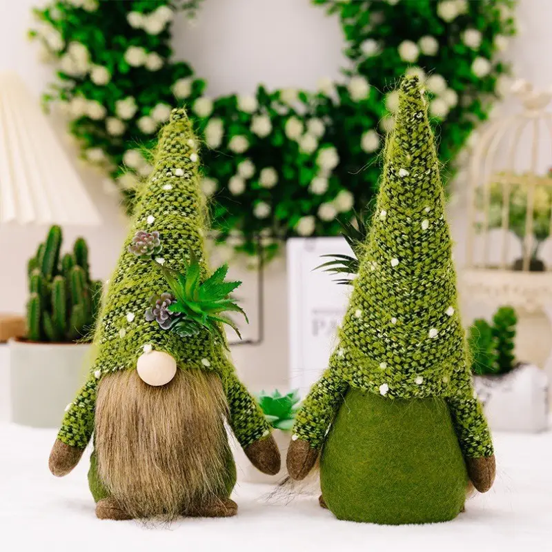 Green Knitted Christmas Gnome Succulent Doll — feature 8