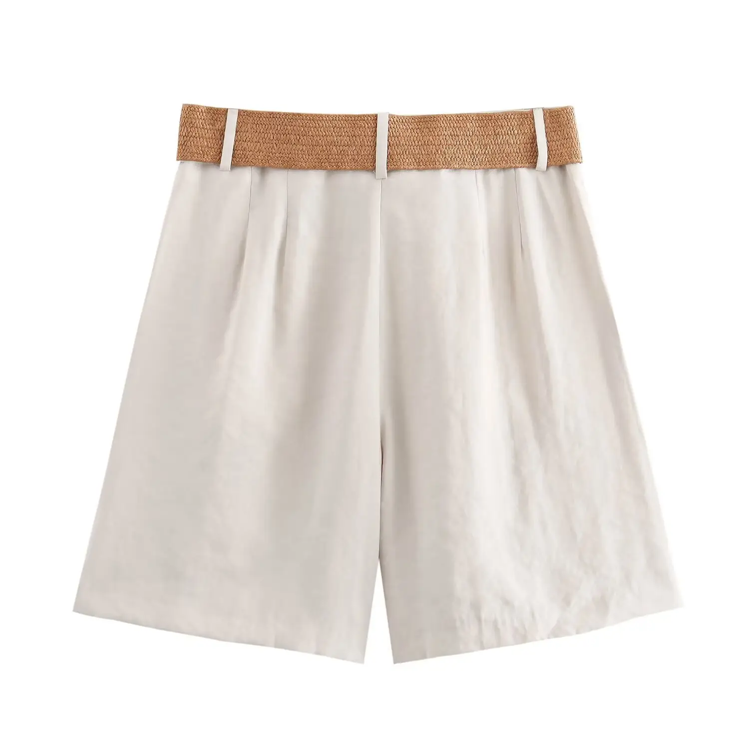 Women's Belted Cotton Shorts Solid Small - Image 5
