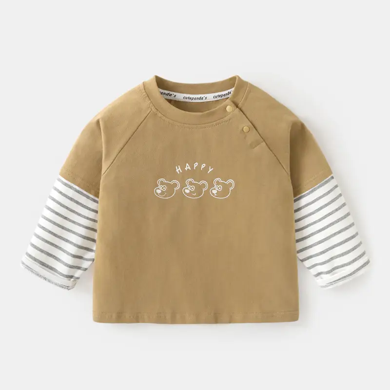 Baby Long Sleeve T-Shirt Tan Panda Print Spring Autumn Base - Image 2