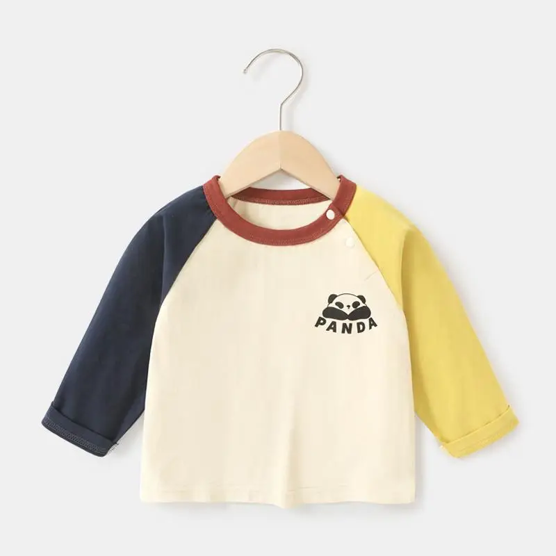 Panda Print Long Sleeve T-Shirt for Boys Pure Cotton Spring Outfit