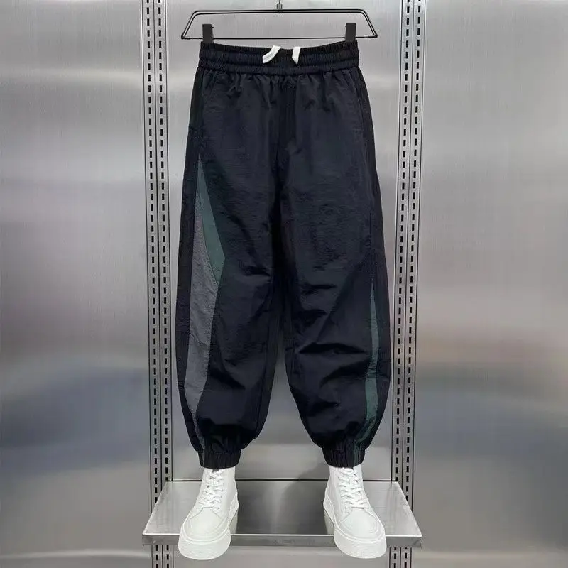 Men Black Contrast Leg Sports Pants Spring Summer Loose Harem — feature 4