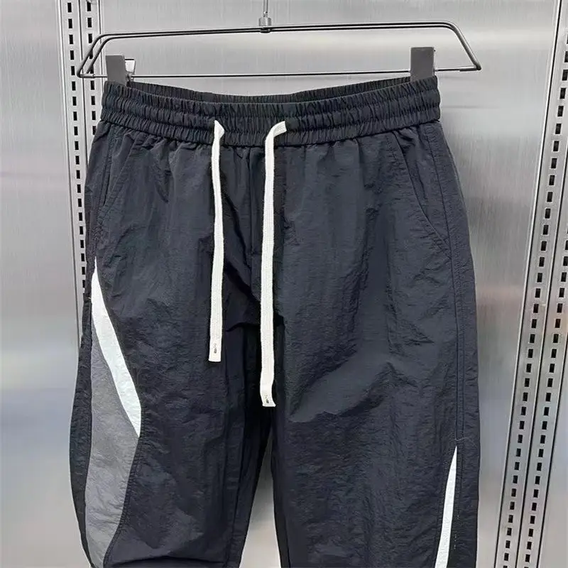Men Black Contrast Leg Sports Pants Spring Summer Loose Harem — feature 8