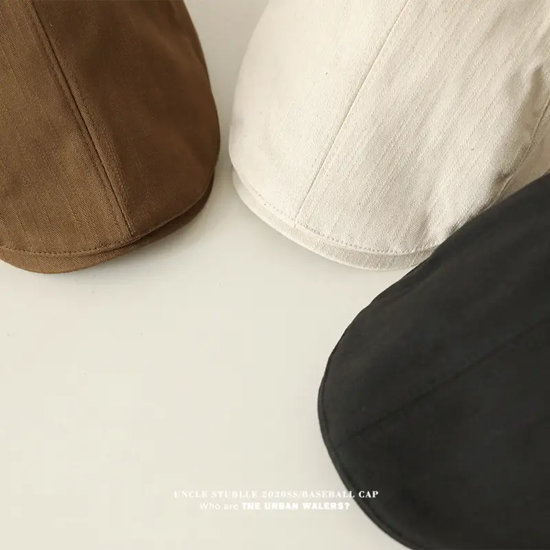 Japanese Style Retro Cap for Boys Girls Brown White Black - Image 3