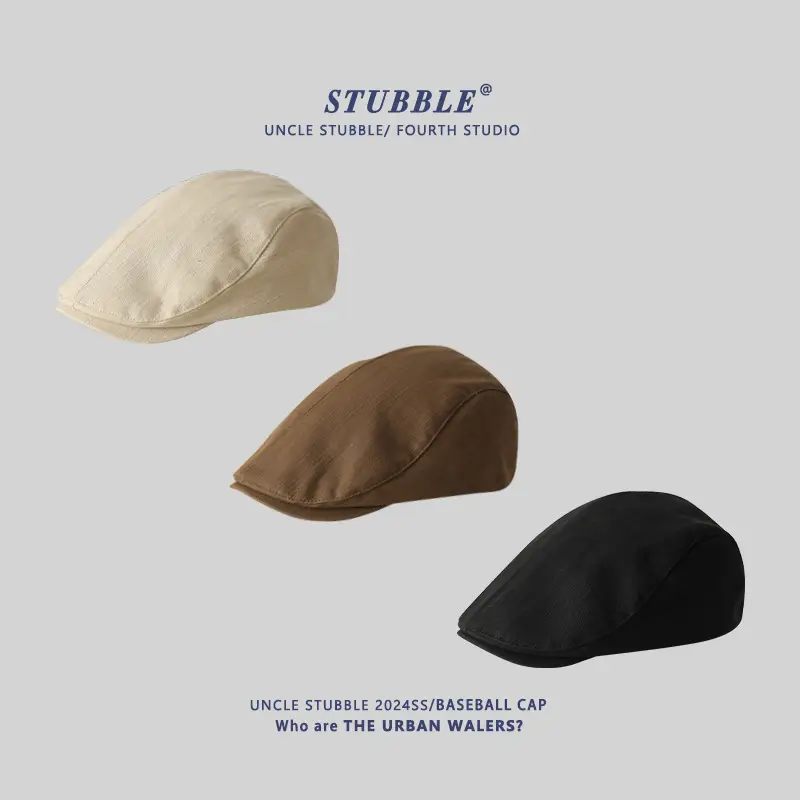 Japanese Style Retro Cap for Boys Girls Brown White Black — feature 1