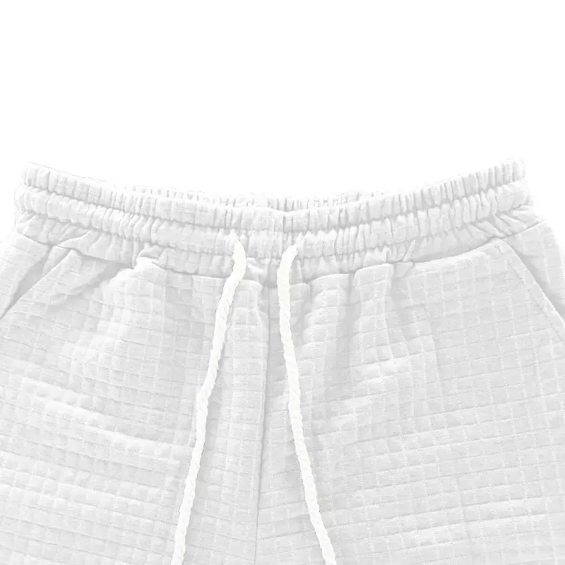 Men Black Waffle Shorts Set Summer Casual Shorts — feature 21