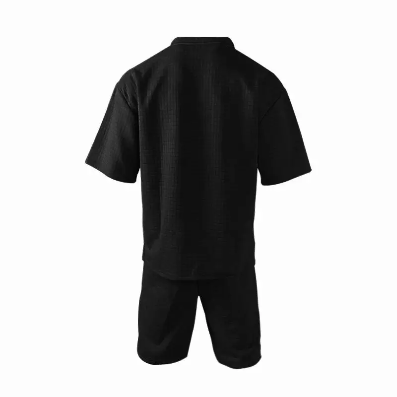 Men Black Waffle Shorts Set Summer Casual Shorts — feature 30