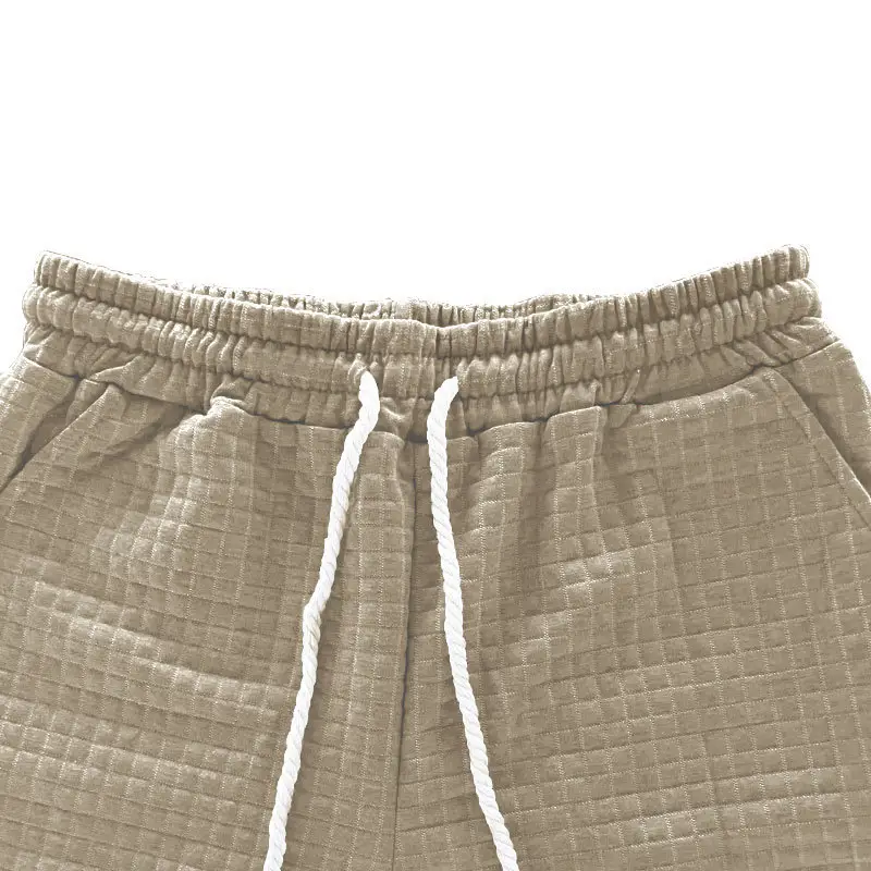 Men Black Waffle Shorts Set Summer Casual Shorts — feature 35