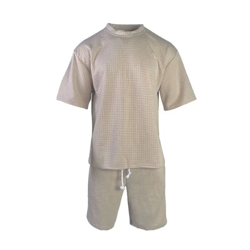 Men Black Waffle Shorts Set Summer Casual Shorts — feature 38