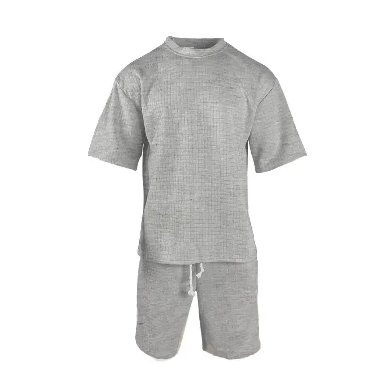 Men Black Waffle Shorts Set Summer Casual Shorts — feature 44