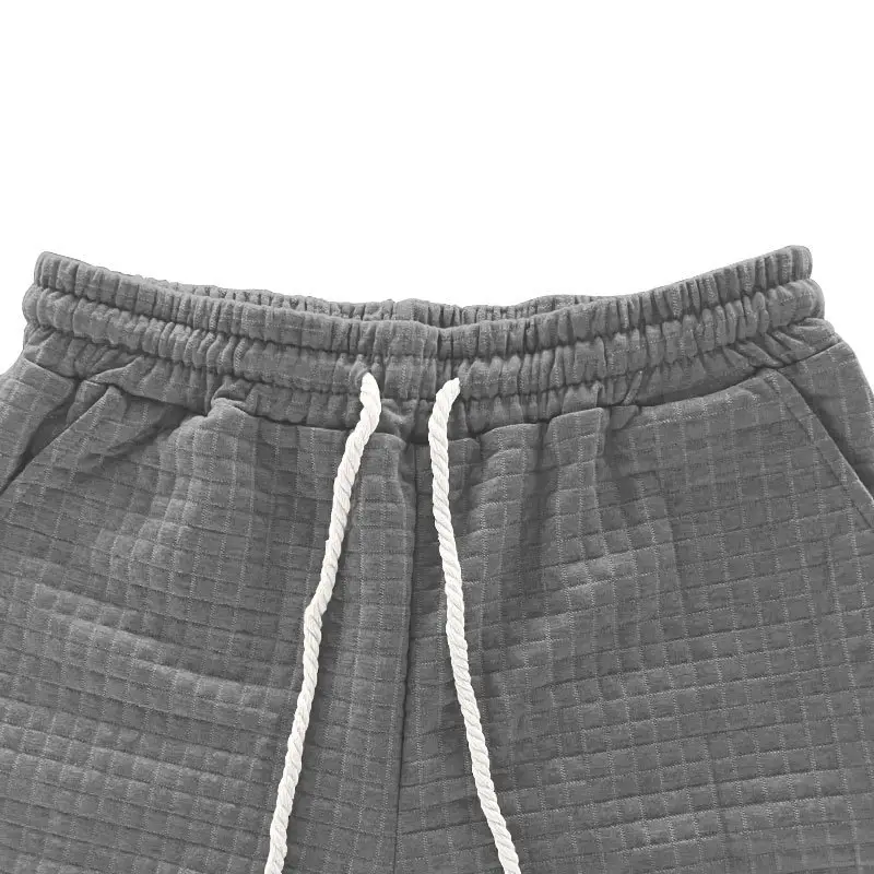 Men Black Waffle Shorts Set Summer Casual Shorts — feature 45