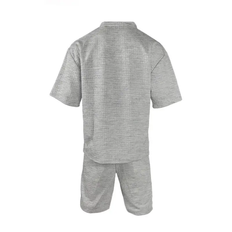 Men Black Waffle Shorts Set Summer Casual Shorts — feature 47